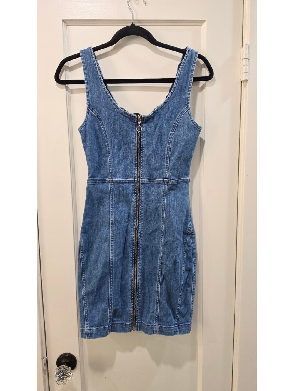 Missguided Denim Zip Front Dress Size Regular 6